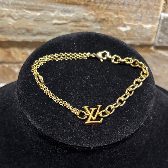 Gold LV Double Strand Chain Bracelet